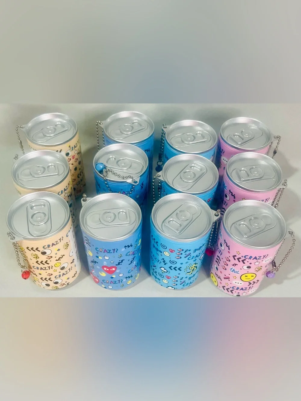 Can-Shaped Keychain of Wipes - Pastel Blue, Blue, Pink & Cream Set - 4 Pack!